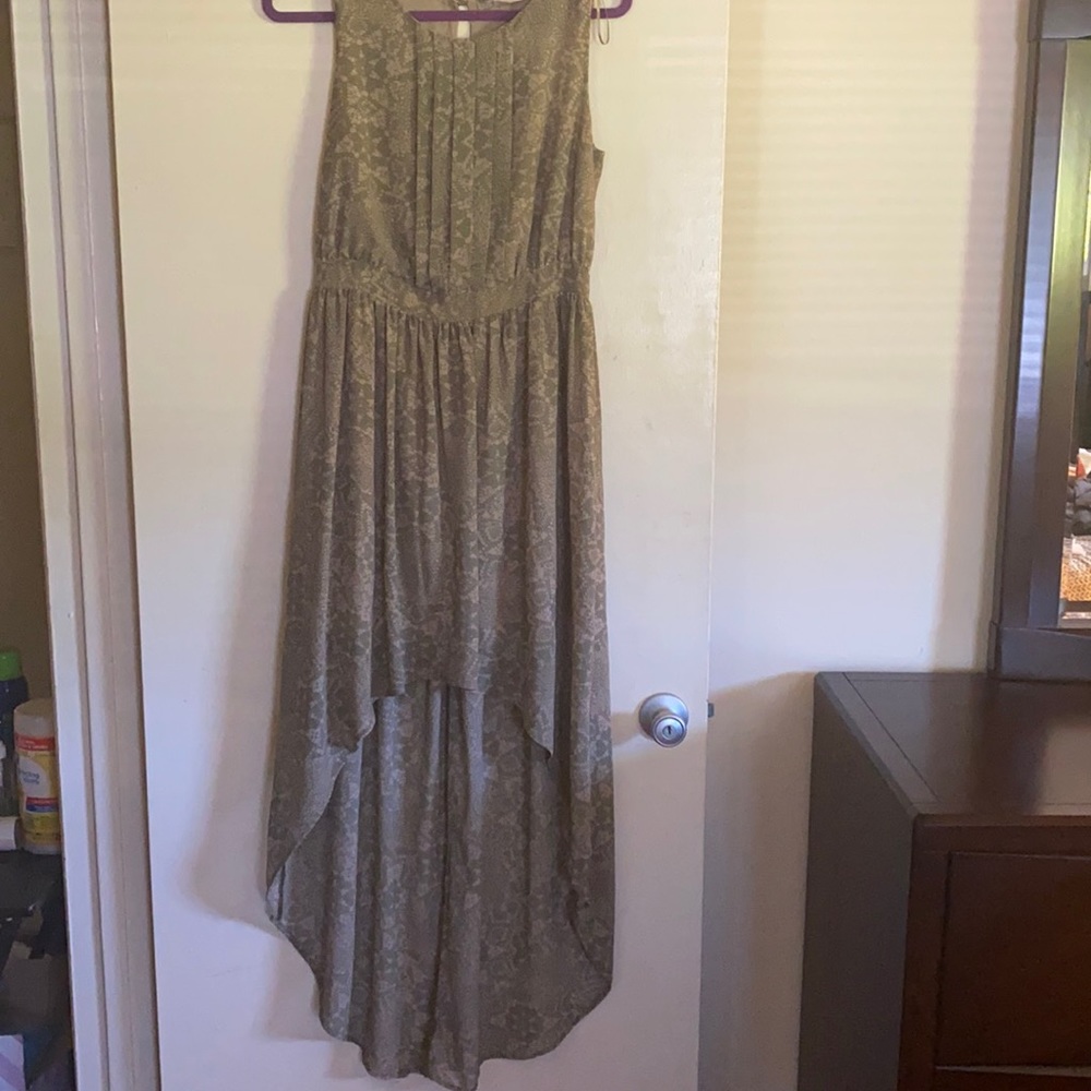 Green and tan high low dress